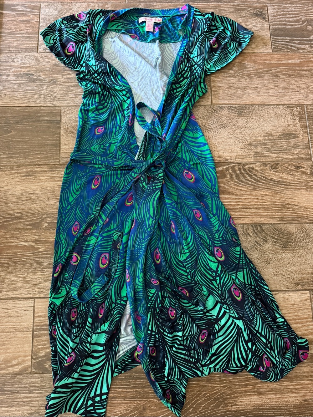 Matthew Williamson x HM peacock wrap dress small